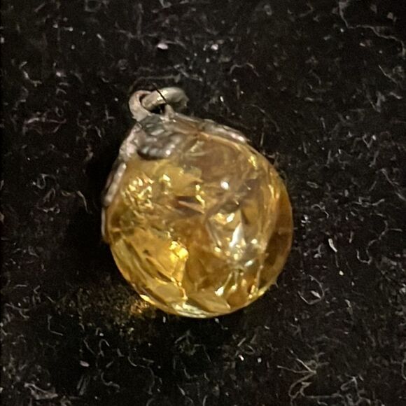 0.5” silver tone faceted round citrine color Baltic Amber charm/pendant #1 - Picture 5 of 9